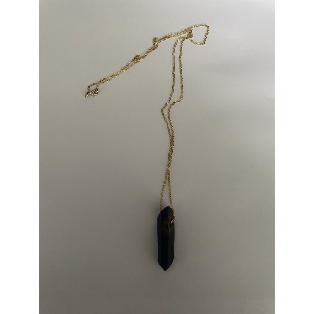 Rainbow Aura Quartz Point Necklace on Gold Chain